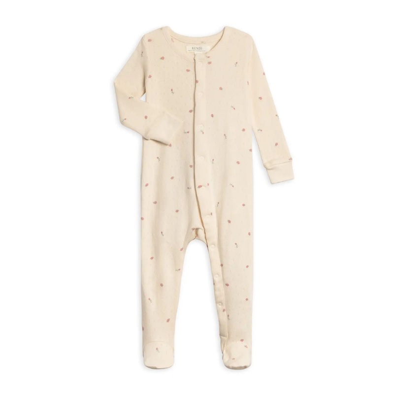 Organic Baby Skylar Pointelle Footed Sleeper – Pia Floral by Colored Organics NB