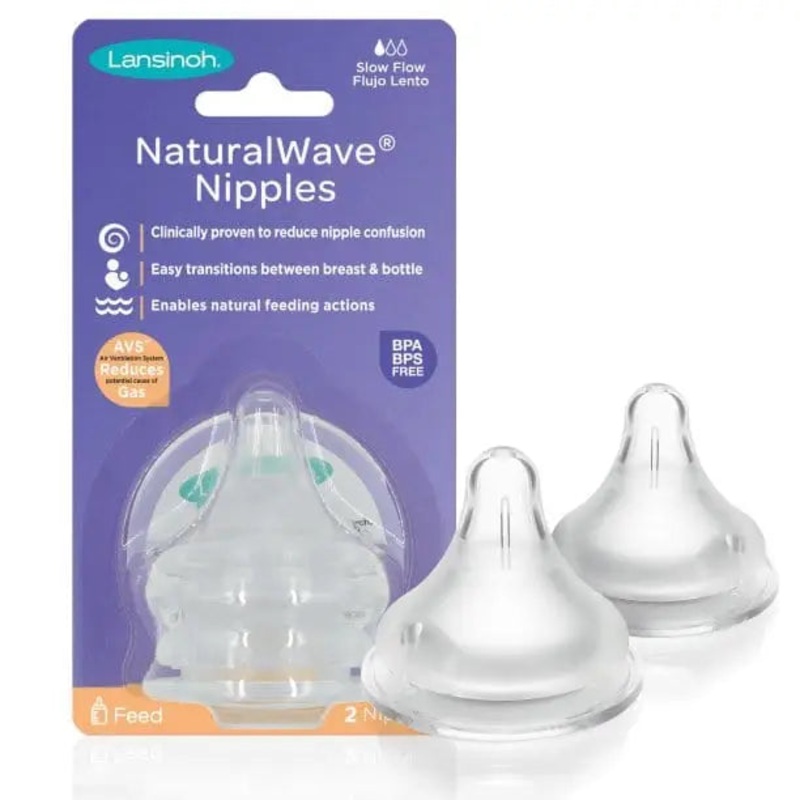 Lansinoh NaturalWAVE Silicone Baby Bottle Nipples – 2pk Slow Flow