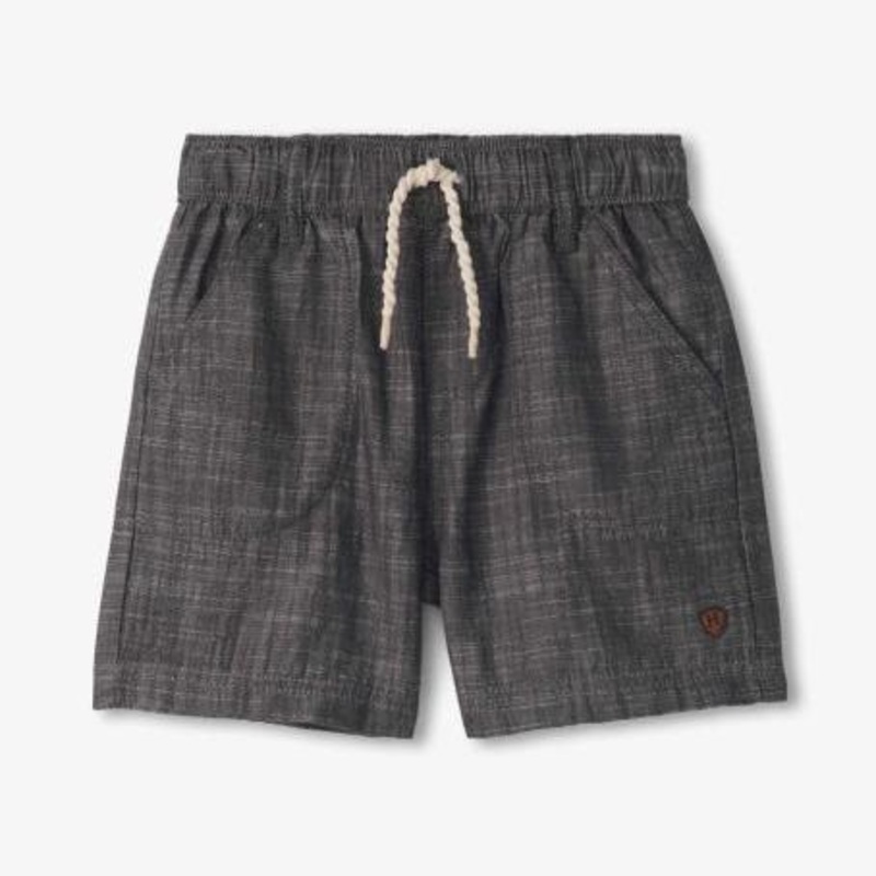 Hatley Dark Grey Chambray Woven Shorts | Dark Grey