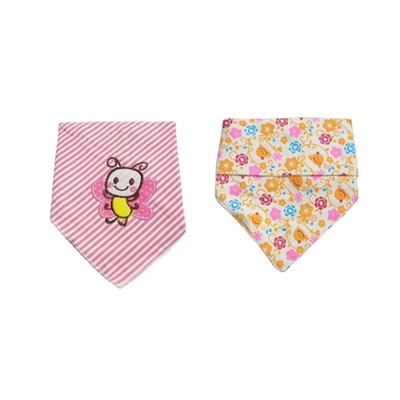 Chinmay Kids Reusable Baby Bibs Two Layered Cute Prints Edges Assorted Color Pack of 2  (Light Pink-Orange)